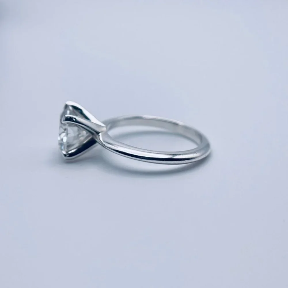 2ct D Round Cut Moissanite 4 Prong Solitaire Ring 14K Gold Plated Size 6 7 7.5 - Picture 8 of 10